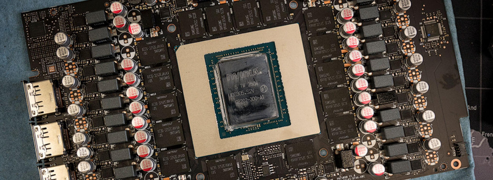 Close up of NVidia GPU on a 5090 graphics card
